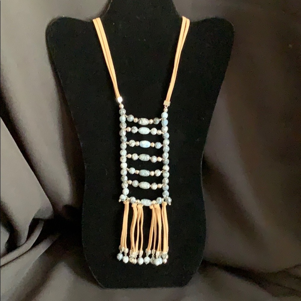 Beads and leather necklace